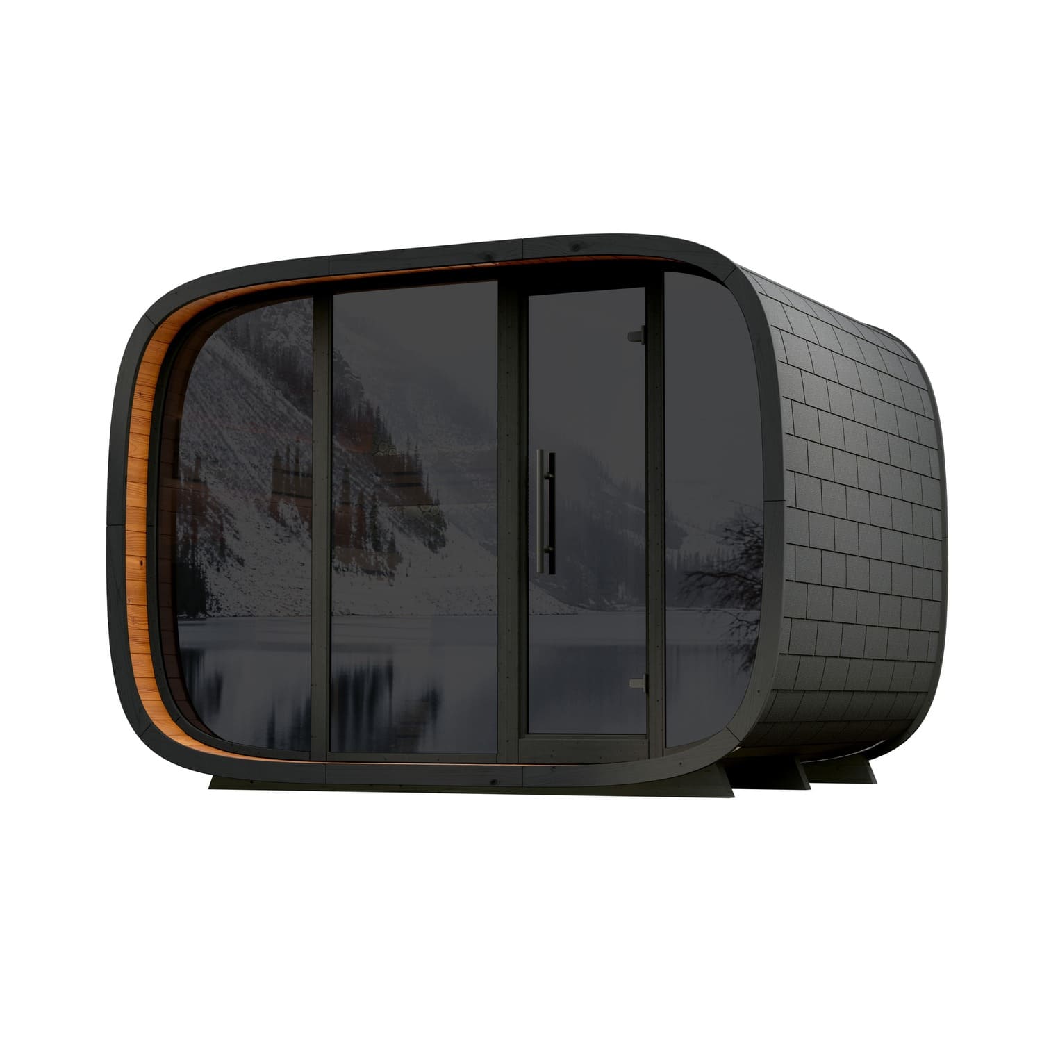 sauna da esterno round cube double vetro fum