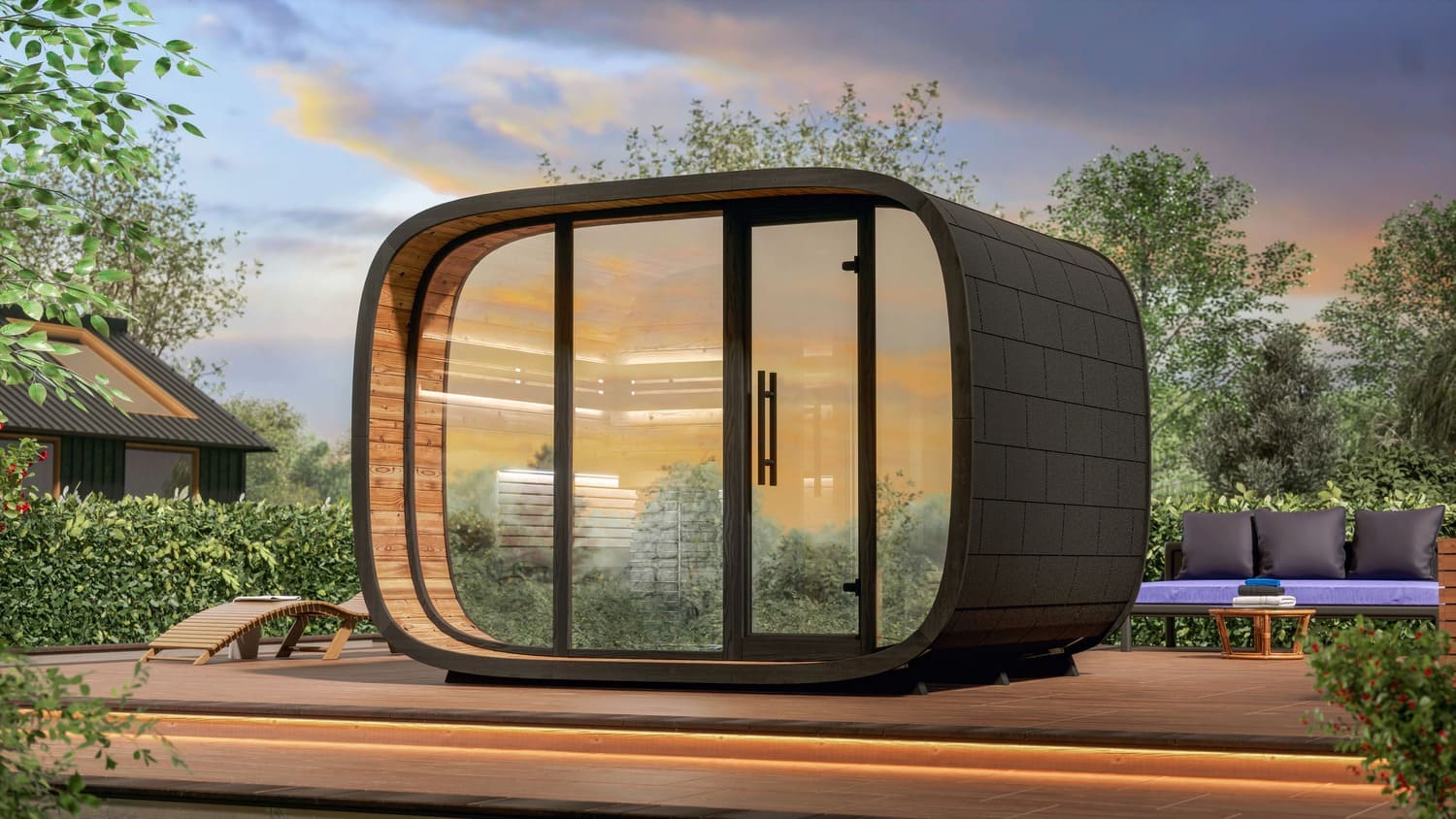 sauna da esterno round cube double mirror 2