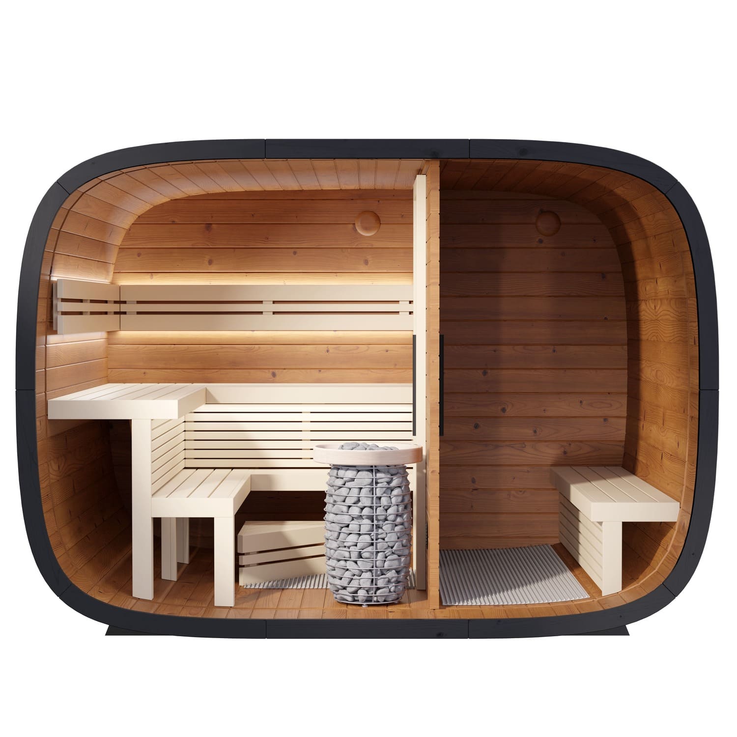 sauna da esterno round cube double interni 4