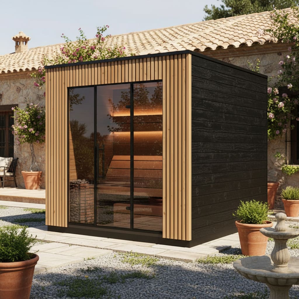 sauna da esterno VIVA 250 ambientata