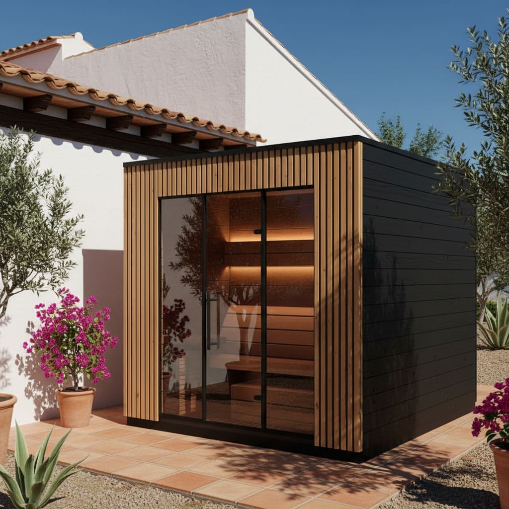 sauna da esterno VIVA 250 ambientata