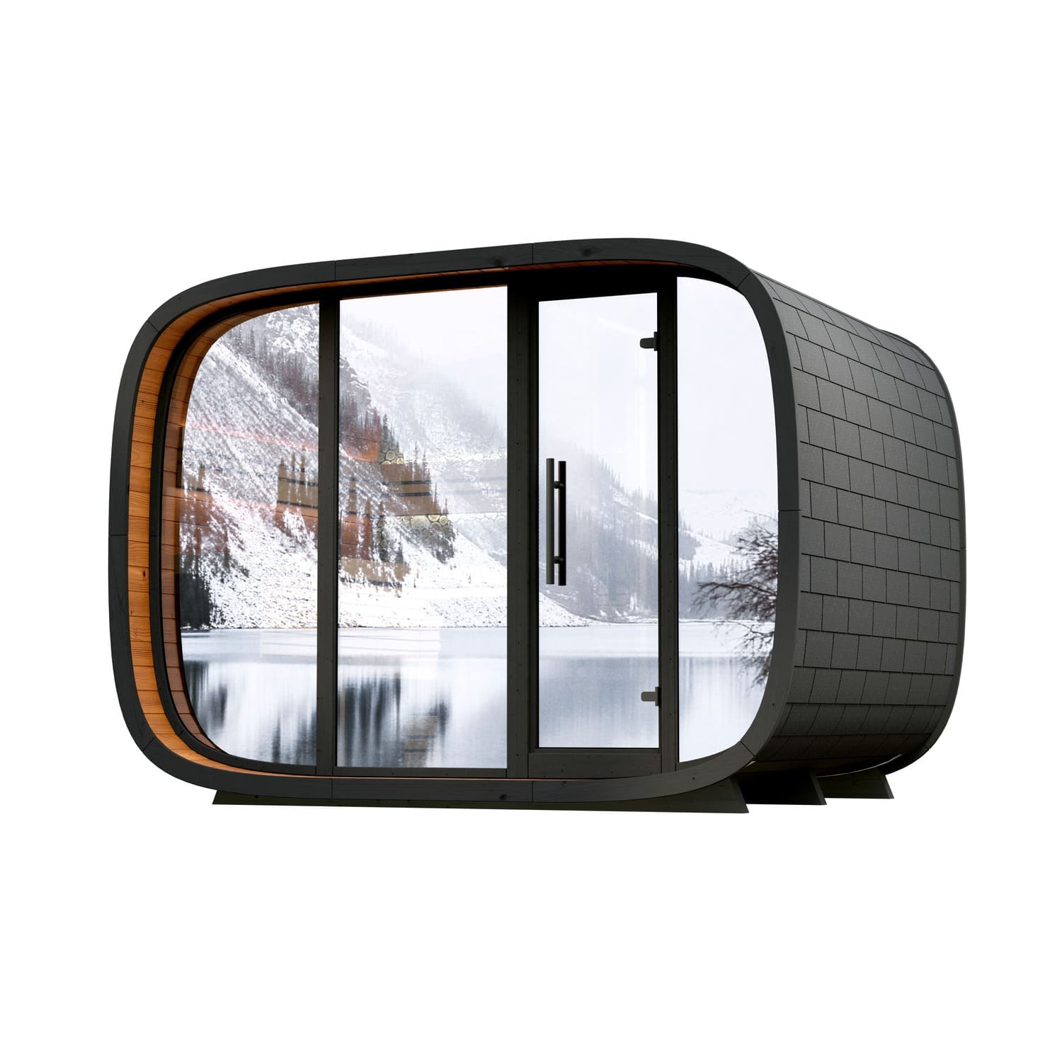 round cube double mirror glass