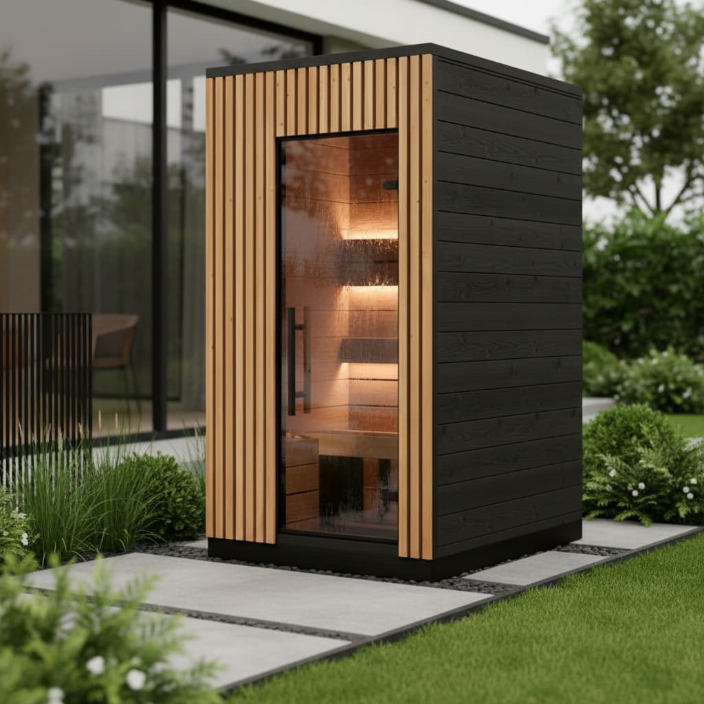 sauna da esterno VIVA 120 giardino serale