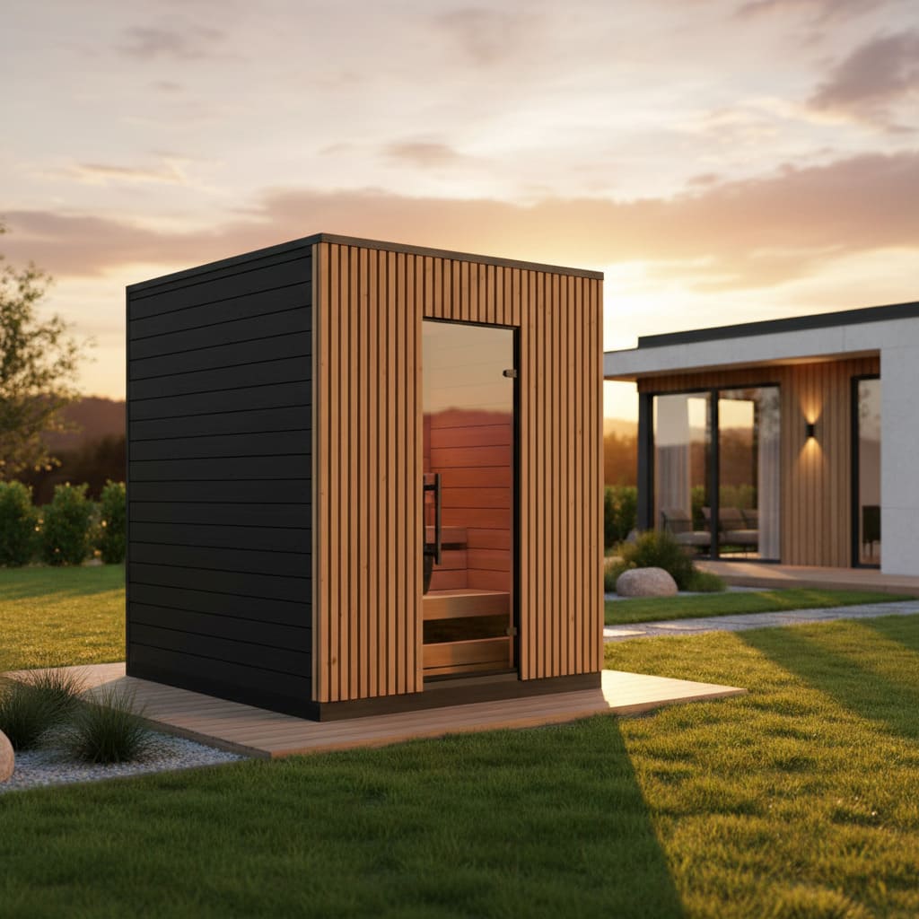 sauna da esterno VIVA 120 giardino serale