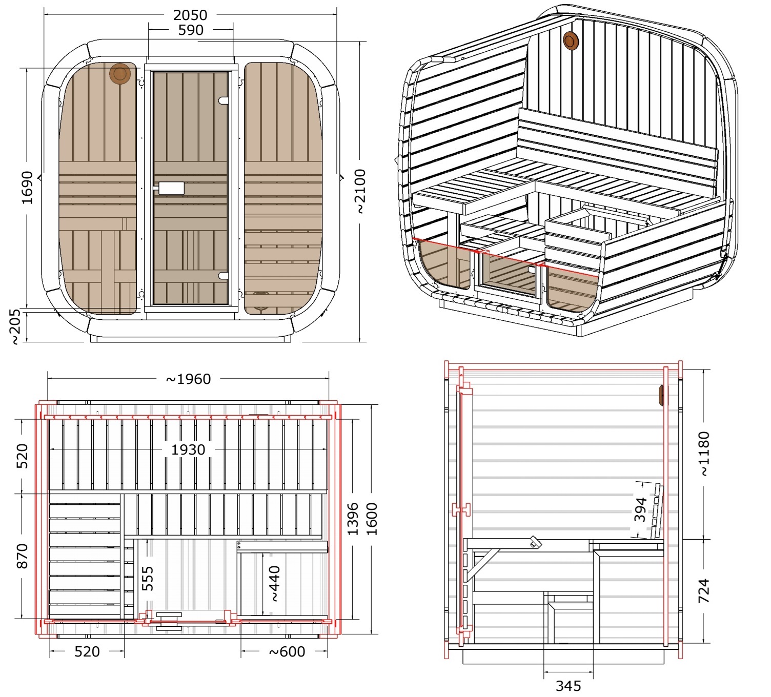 sauna botte cubo Ice cube lux mini 3