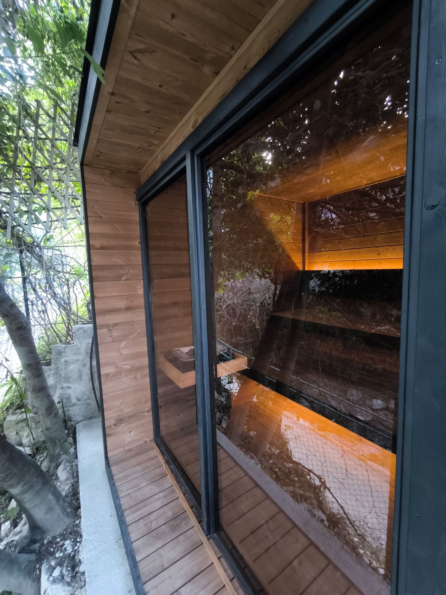 vetrata frontale sauna