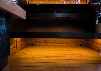interno sauna sotto panche