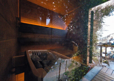 vista da vetrata frontale sauna borealis