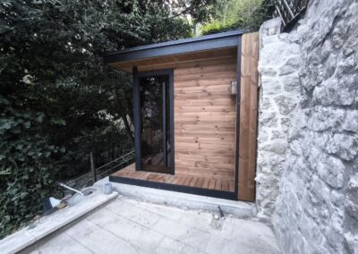 vista laterale Borealis sauna