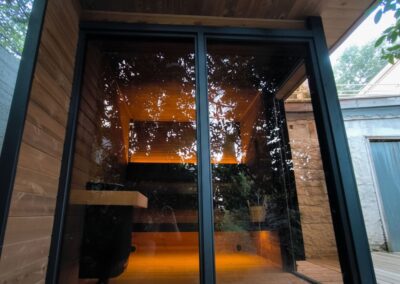 vistra frontale vetrata sauna Borealis