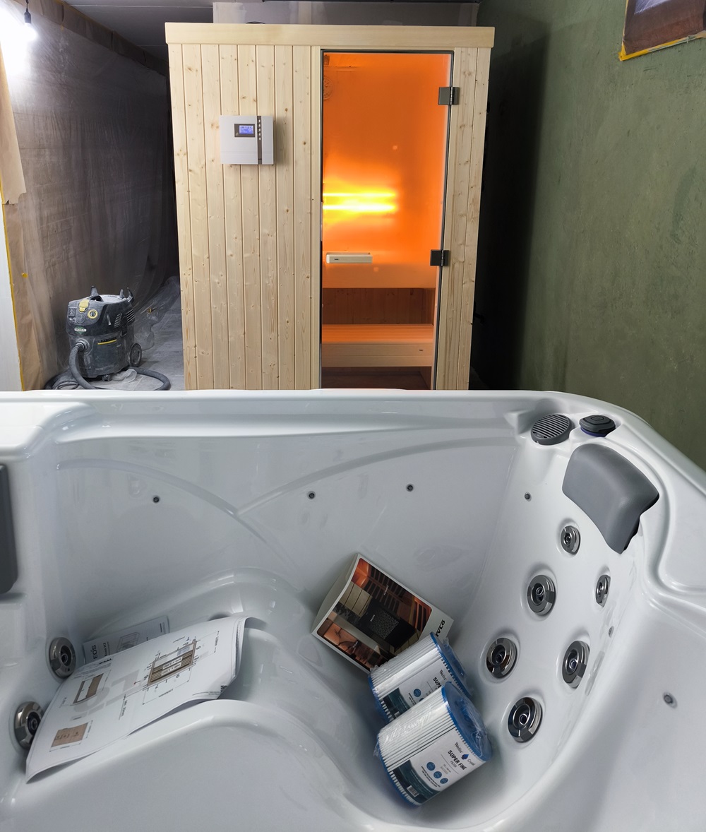 minisauna con minipiscina idromassaggio