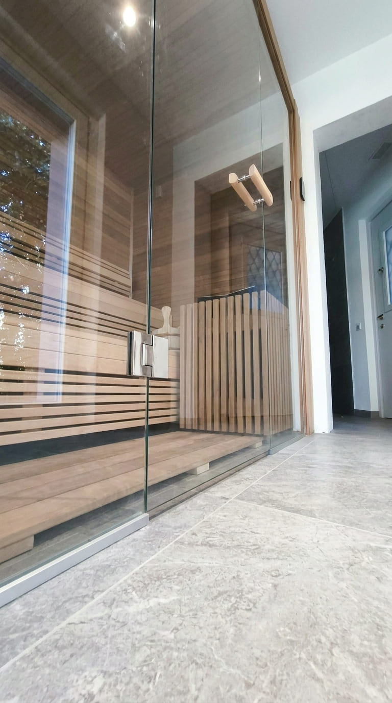 vista vetrata sauna su misura Tylo