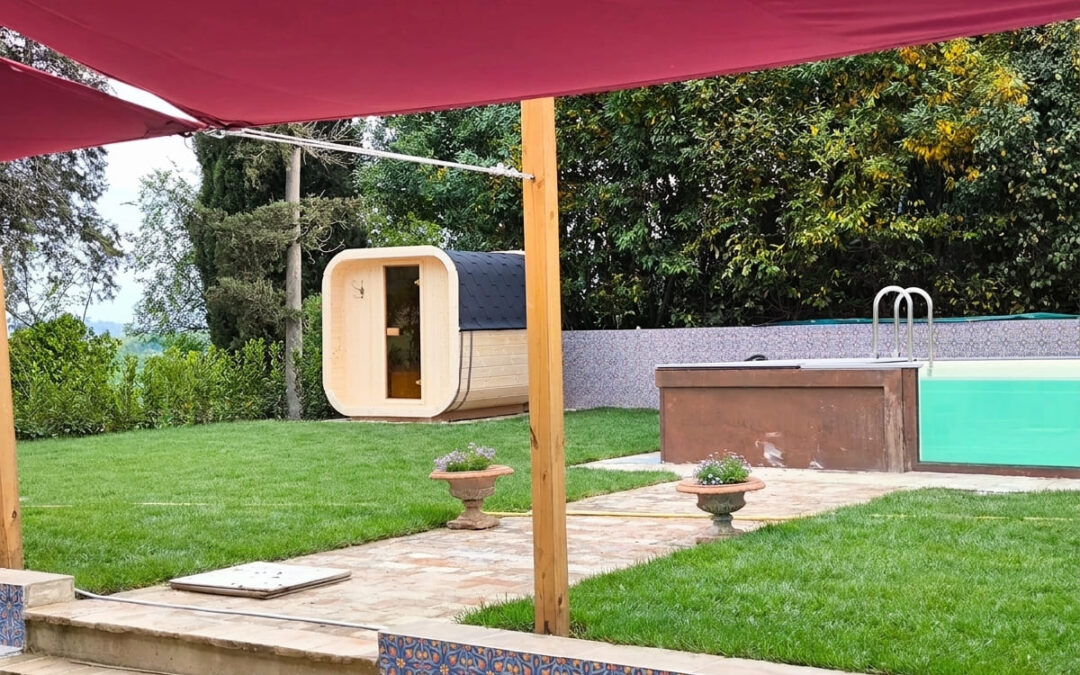 Sauna da giardino Ice Cube 200×205 in villa privata sulle colline toscane