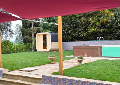 Sauna da giardino Ice Cube 200×205 in villa privata sulle colline toscane