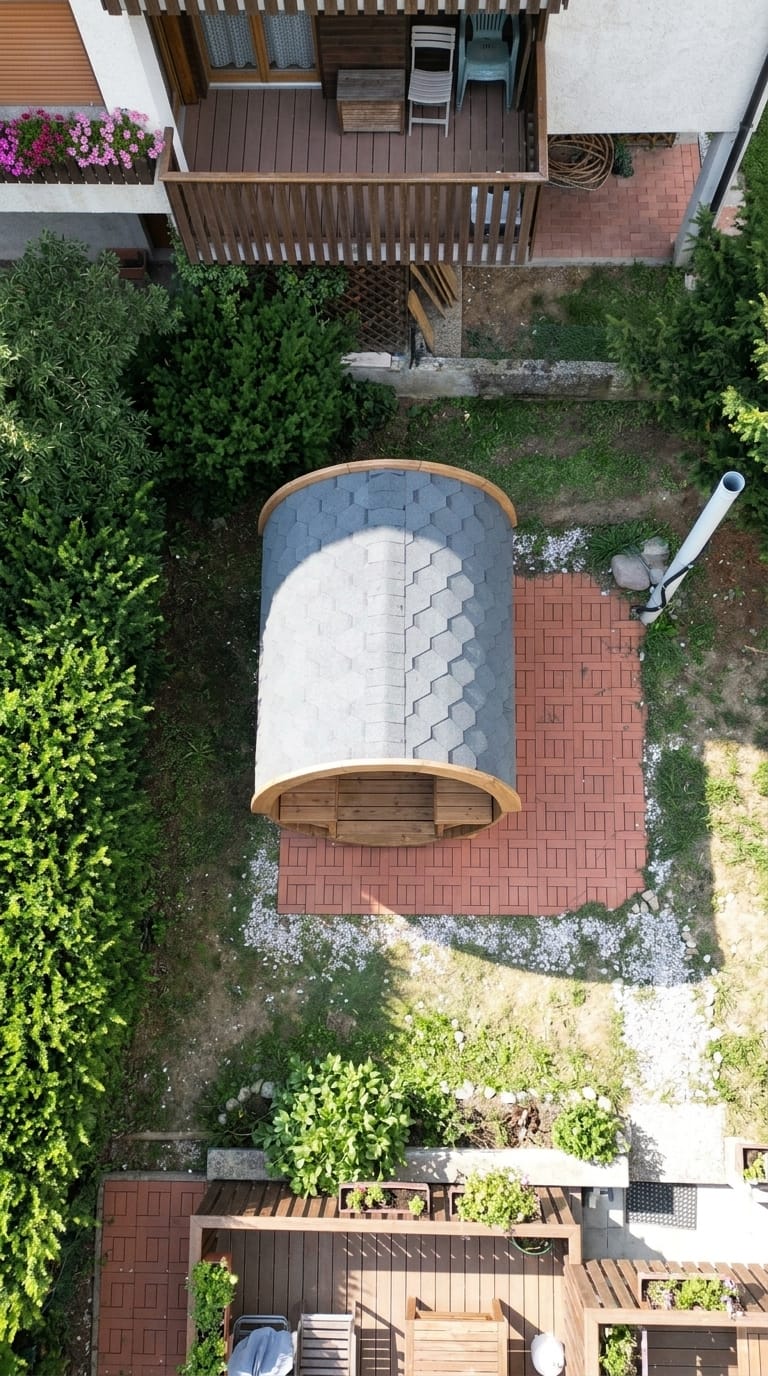 sauna a botte vista dall'alto