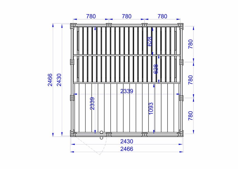 sauna modulare Vado Quadro pianta